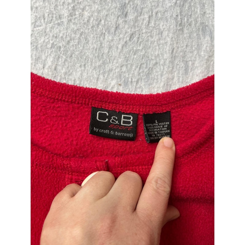 C&B Sport Red Fleece Snowman Embroidered Button Up Cardigan Sweater Women L VTG - Picture 3 of 7